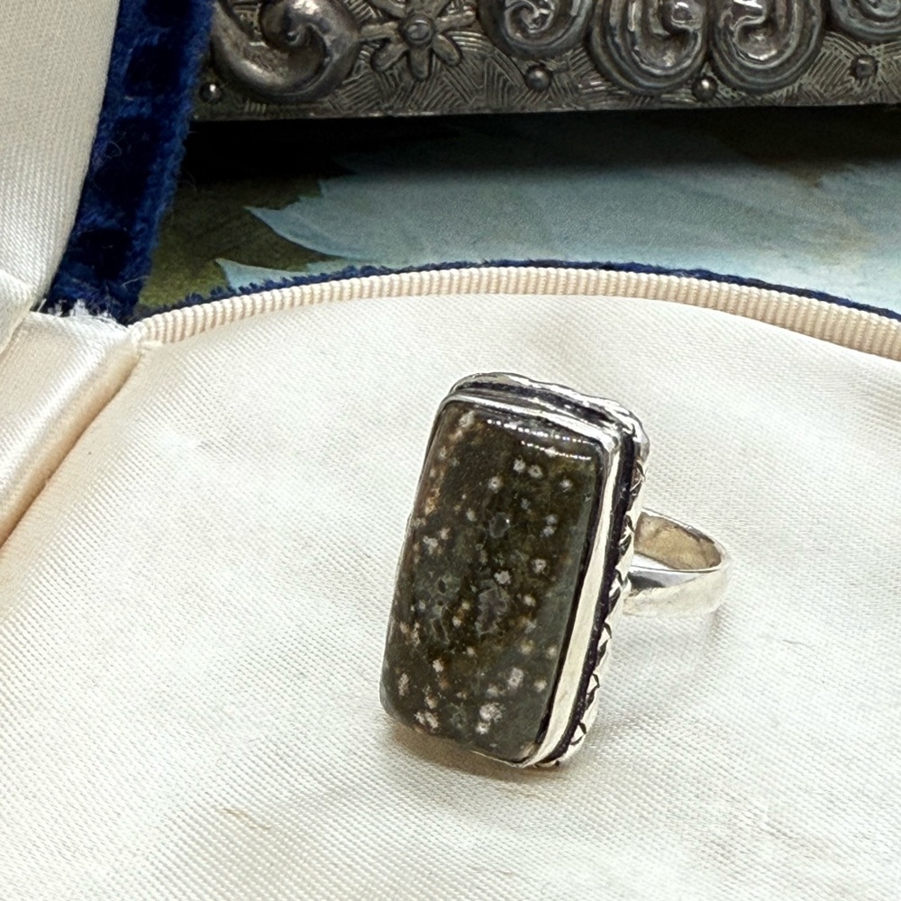 Vintage Ocean Jasper Silver Ring